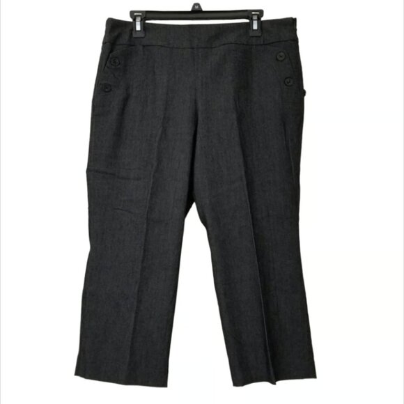Sandro Sportswear Cropped Capri Pants Stretch Charcoal Gray Size 12 NWT - Picture 1 of 6